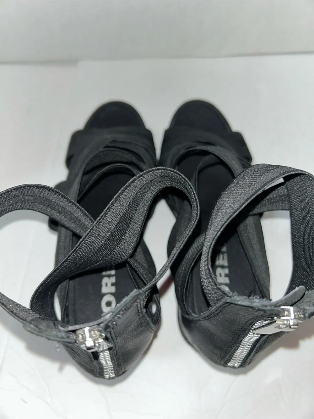 Sorel Black Crisscross Wedge Sandals